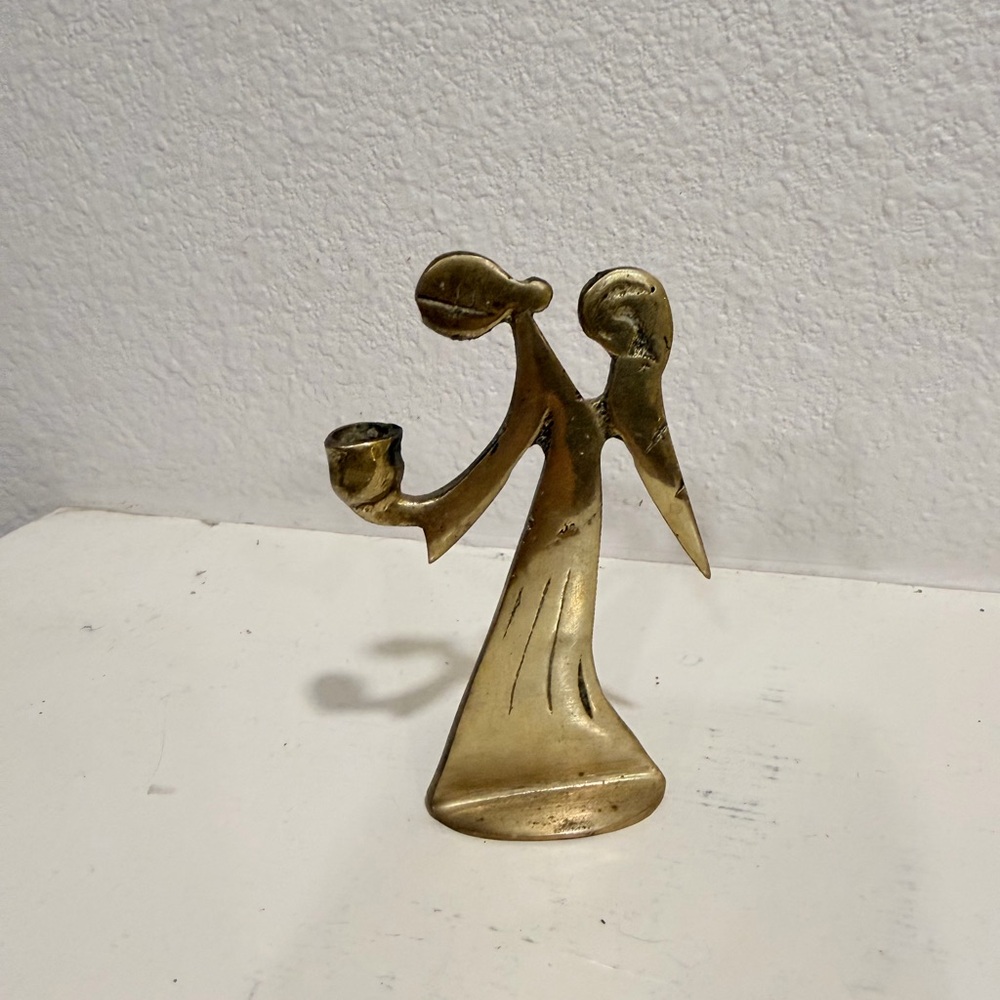 Vintage Solid Brass Angel Candle Holder | Mid Century Modern‎ Decor